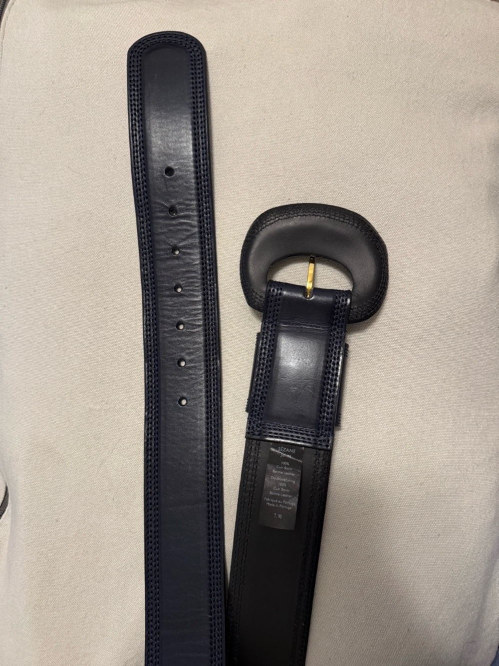 Sezane navy leather belt - Picture 6 of 7